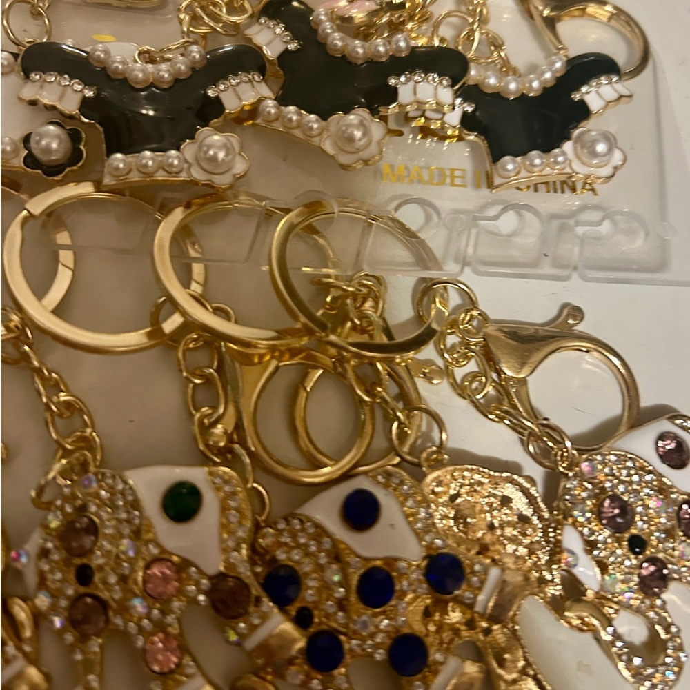 25 for $25 KeyChain Purse Charms CATS DOGS HAMSA HEARTS GUITARS CROSS - more NEW - Picture 4 of 14